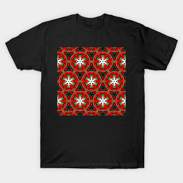 Red and Green Christmas Pattern Number 19 T-Shirt by BubbleMench